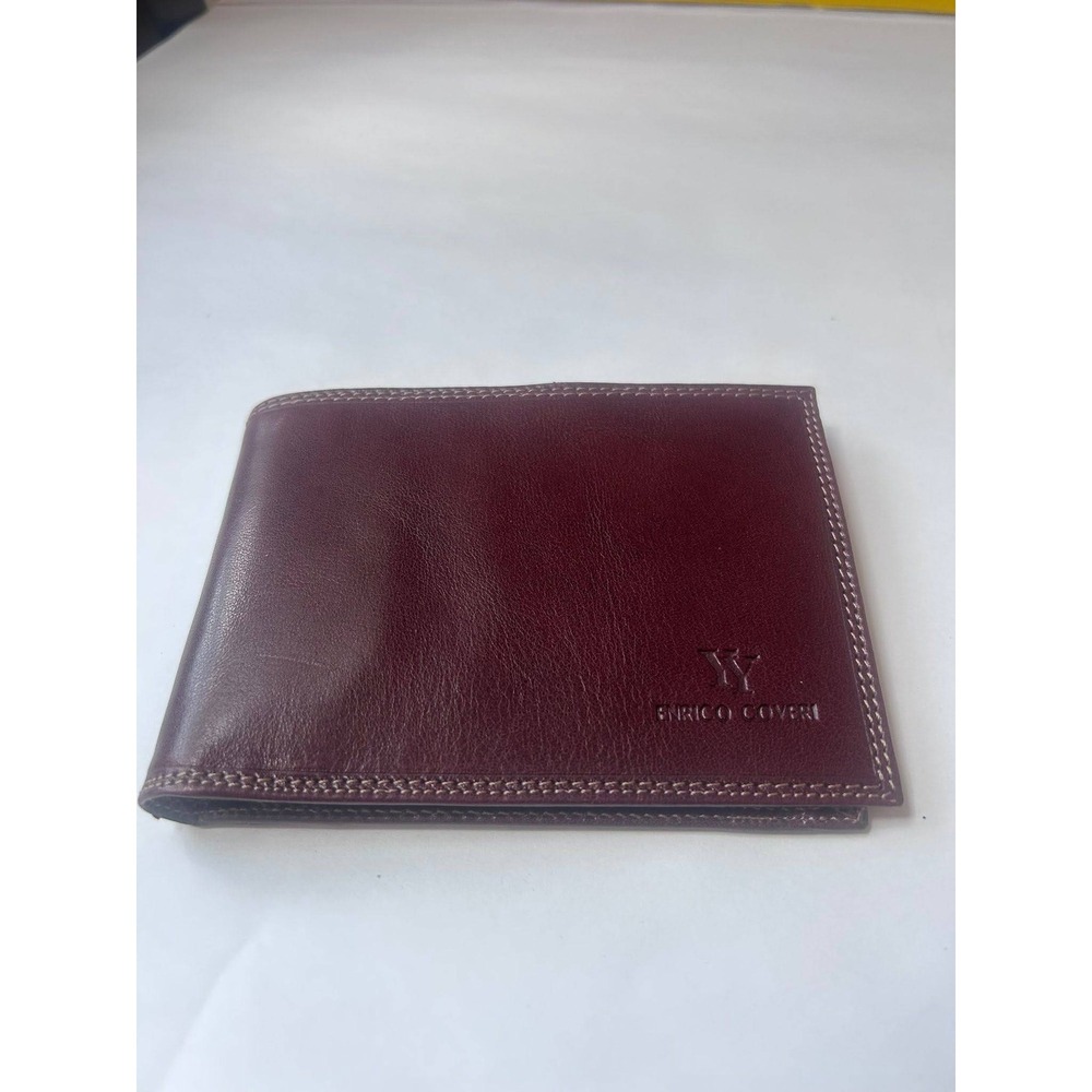 Enrico Coveri Bifold Wallet Mens OS Burgundy Leather Coin Pocket Logo